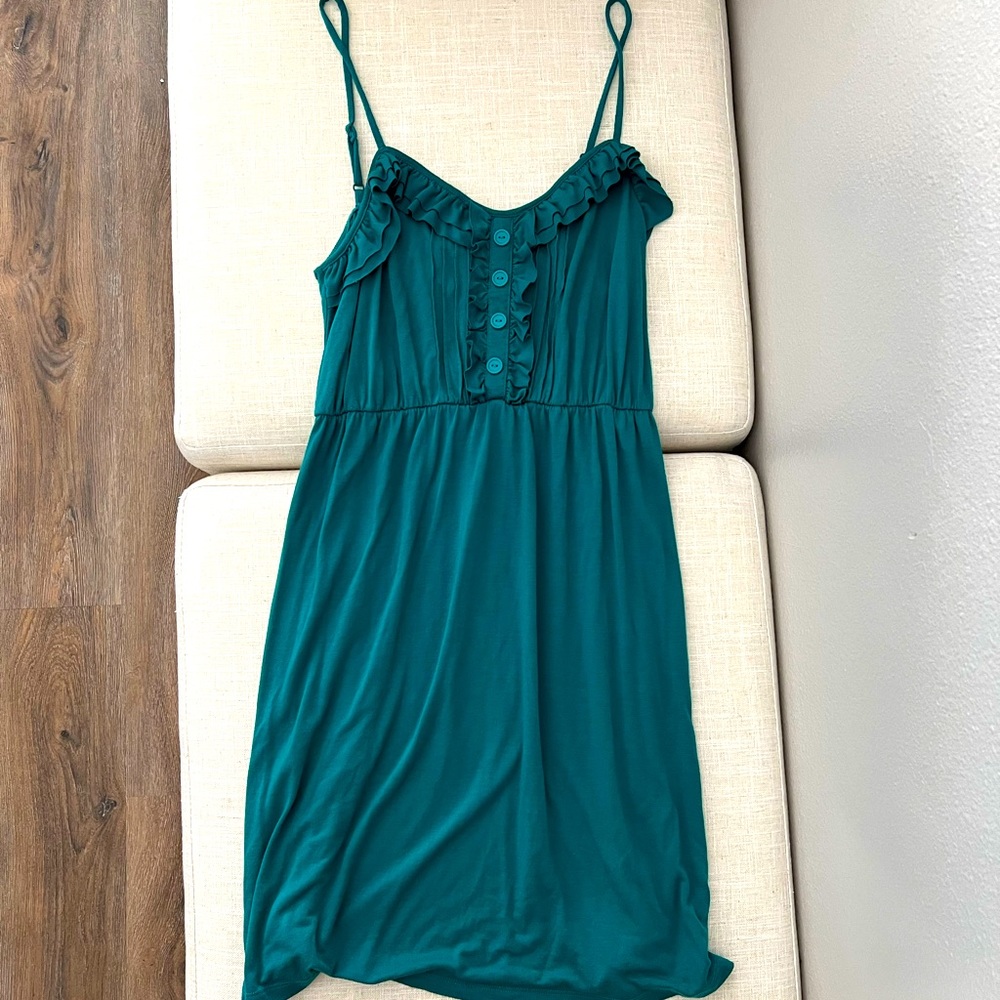 So Sik L Spaghetti Strapped Ruffled Popover Buttons Midi Dress